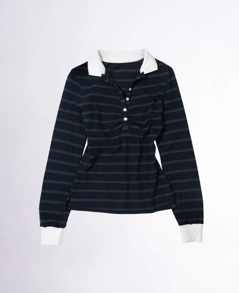 스컬프터 Shirring Tennis Shirt Navy/Green St